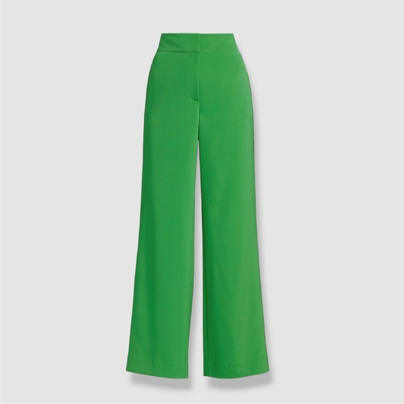 Lafayette 148 New York Green Wide Leg Silk Stretch Pants - Picture 5 of 10